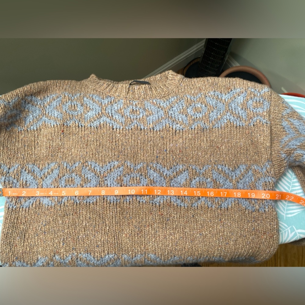 Elsamanda Anthropologie Women’s Italian Wool Marled Blue‎ Stripe Sweater Large - Picture 6 of 7